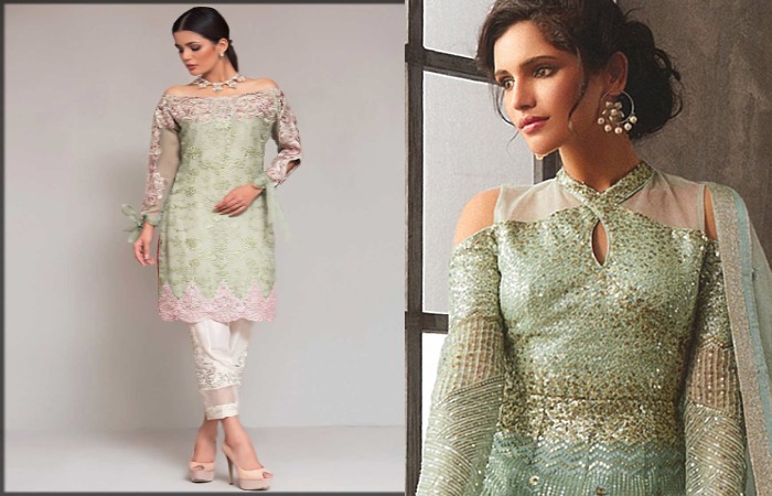 Lace off shoulder suit design