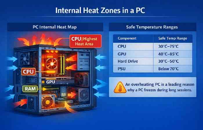 internal heat zones in a pc