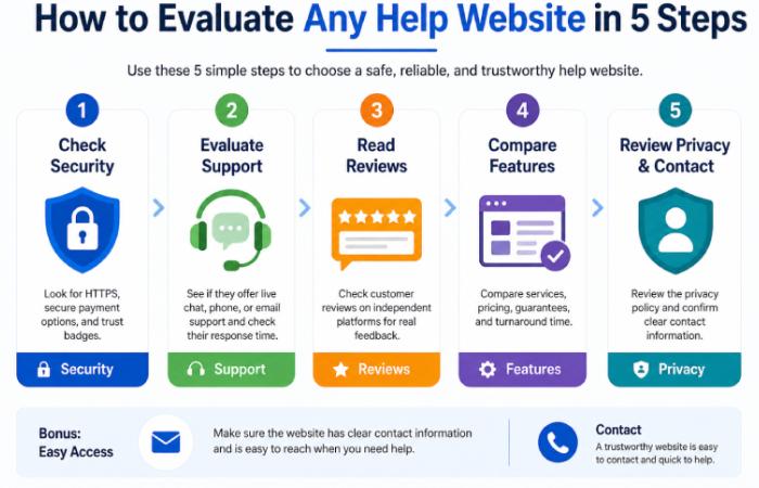 how to evaluate any help website in 5 steps